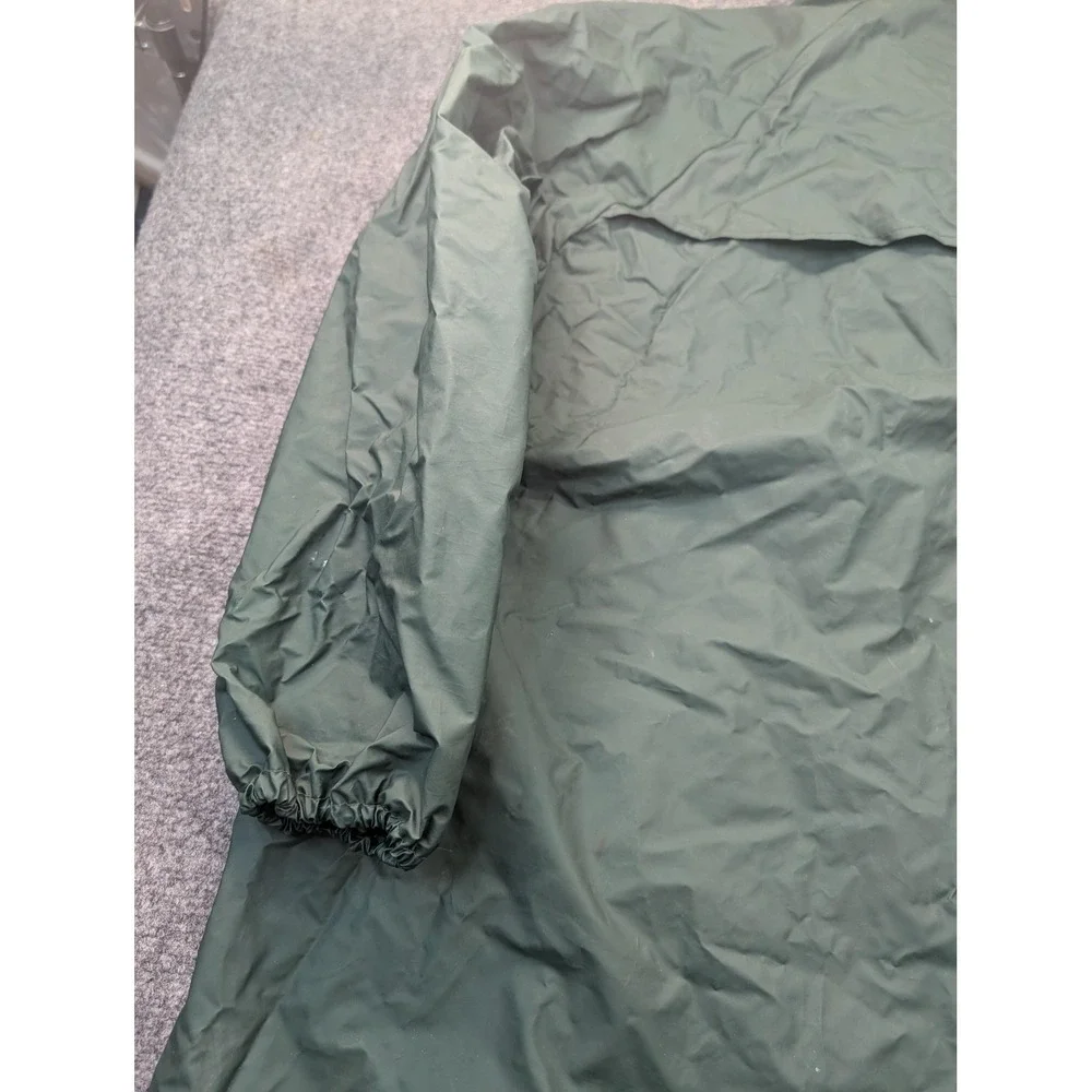Seaway‎ Rain Coat Mens XL Green PVC Coated Nylon Hooded Long Rain Parka